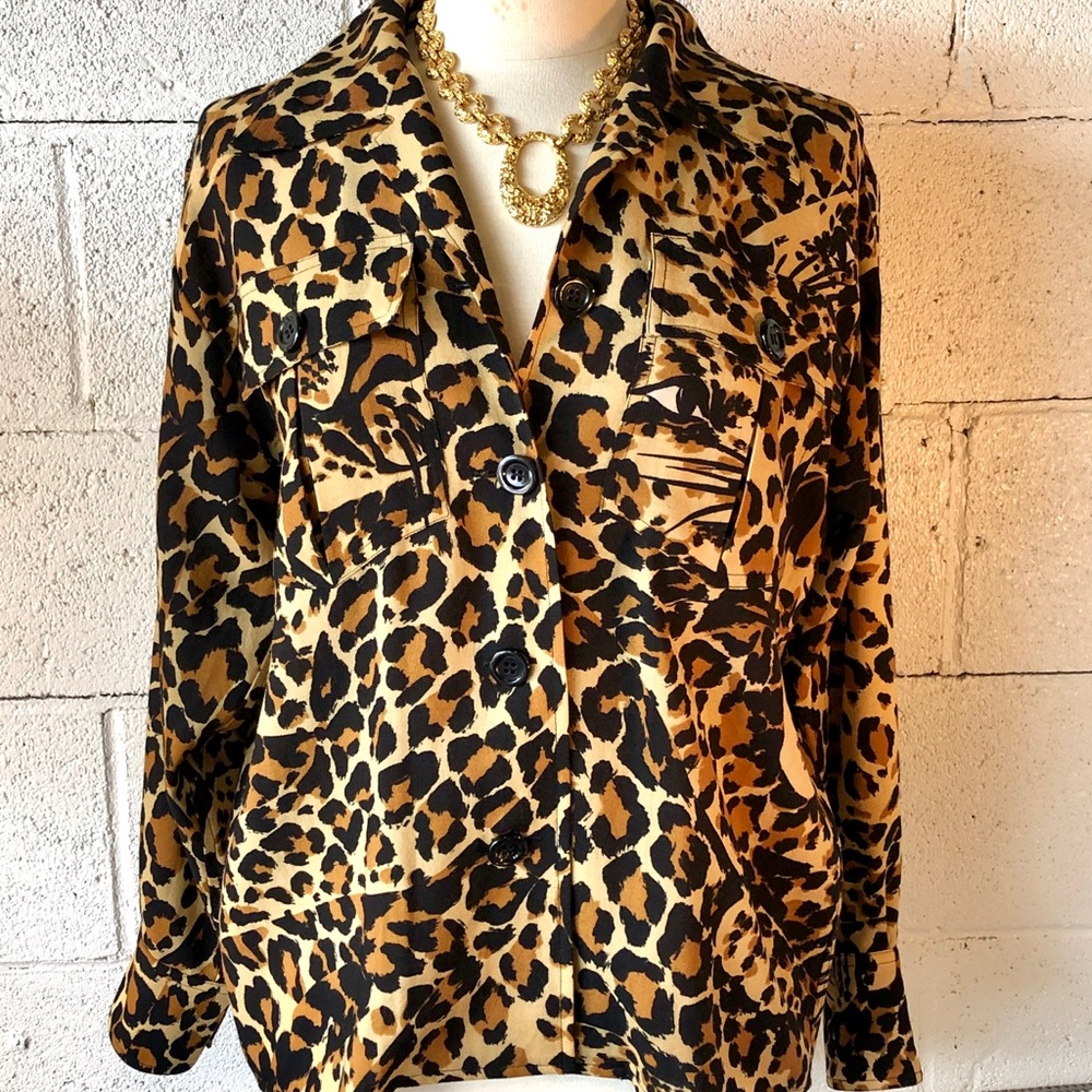 Saint Laurent rive gauche wool cat print jacket